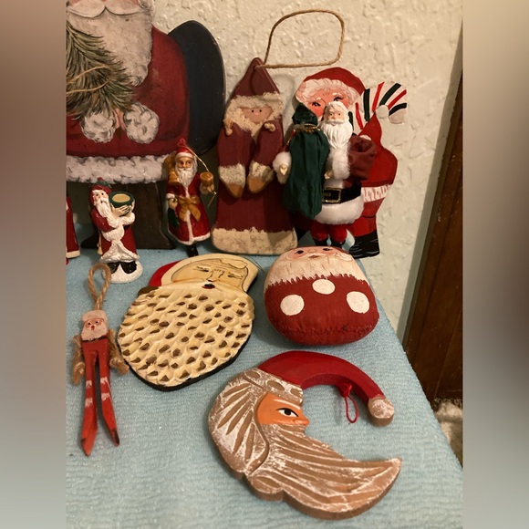 17 Vintage Christmas Santa Decorations/Ornaments Ceramic, Wooden & Hand Painted - Picture 2 of 16